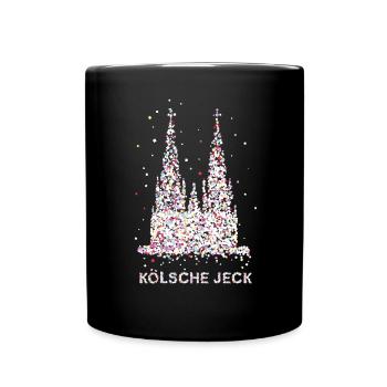 Konfetti im Herz Karneval Fastelovend Fasching - Tasse einfarbig - Schwarz - Vorne