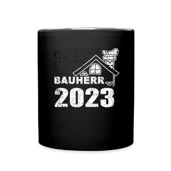 Bauherren geschenk - Bauherr 2023 - Tasse einfarbig - Schwarz - Vorne