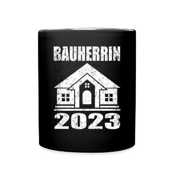 Bauherrin geschenk - Bauherrin 2023 - Tasse einfarbig - Schwarz - Vorne