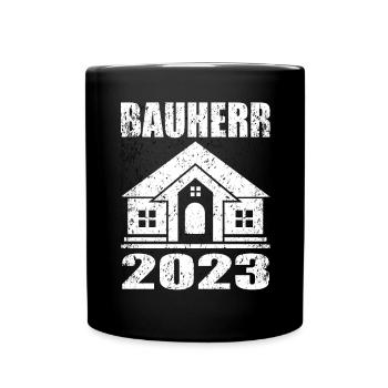 Bauherren geschenk - Bauherr 2023 - Tasse einfarbig - Schwarz - Vorne