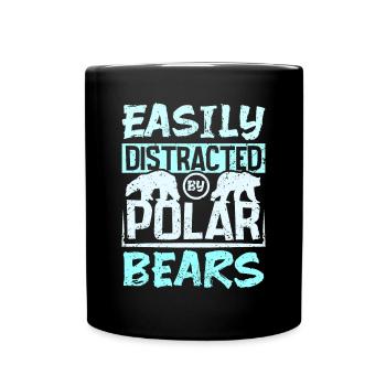 Easily distracted by polar bears - Tasse einfarbig - Schwarz - Vorne