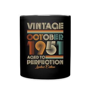 Vintage Aged To Perfection October 1951 - Full Colour Mug - black - Front