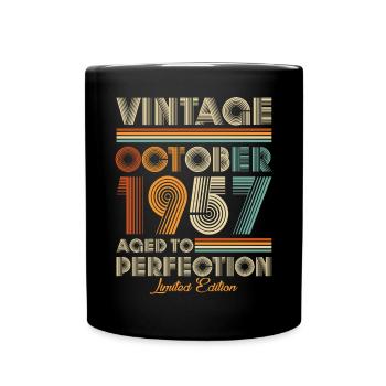 Vintage Aged To Perfection October 1957 - Full Colour Mug - black - Front