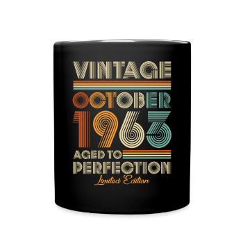Vintage Aged To Perfection October 1963 - Full Colour Mug - black - Front