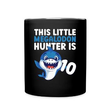 Ce petit chasseur de mégalodon a 10 ans - - Mug uni - noir - Devant