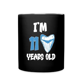 Ich bin 11 Jahre alt - Megalodon-Zahnhai 11. - Tasse einfarbig - Schwarz - Vorne