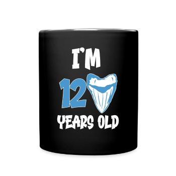 Ich bin 12 Jahre alt - Megalodon-Zahnhai 12. - Tasse einfarbig - Schwarz - Vorne