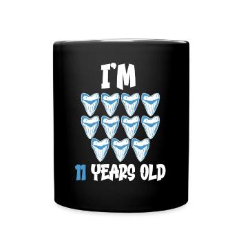 Ich bin 11 Jahre alt - Megalodon-Zahnhai 11. - Tasse einfarbig - Schwarz - Vorne