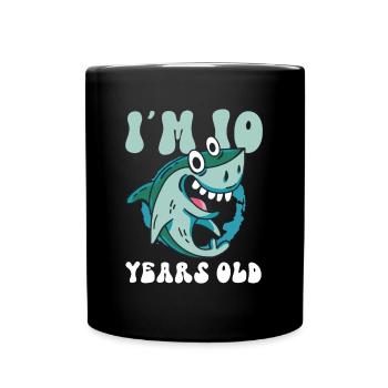 Ce petit chasseur de mégalodon a 10 ans - - Mug uni - noir - Devant