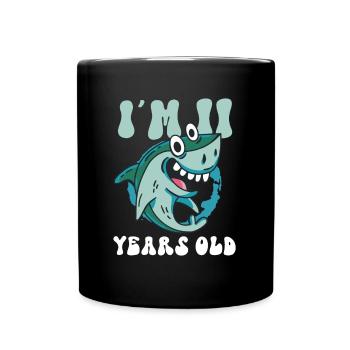 Ce petit chasseur de mégalodon a 11 ans - - Mug uni - noir - Devant