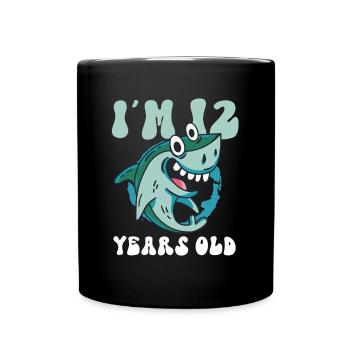 Ce petit chasseur de mégalodon a 12 ans - - Mug uni - noir - Devant
