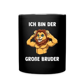 Löwen Bruder Großer Bruder - Ich bin der Große - Tasse einfarbig - Schwarz - Vorne