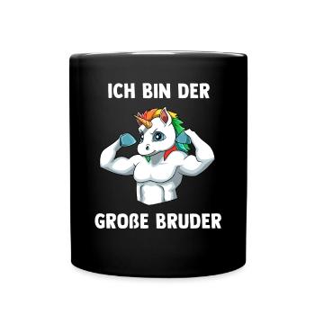 Einhorn Bruder Großer Bruder - Ich bin der Große - Tasse einfarbig - Schwarz - Vorne