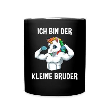 Starkes Einhorn Kleiner Bruder - Ich bin der - Tasse einfarbig - Schwarz - Vorne