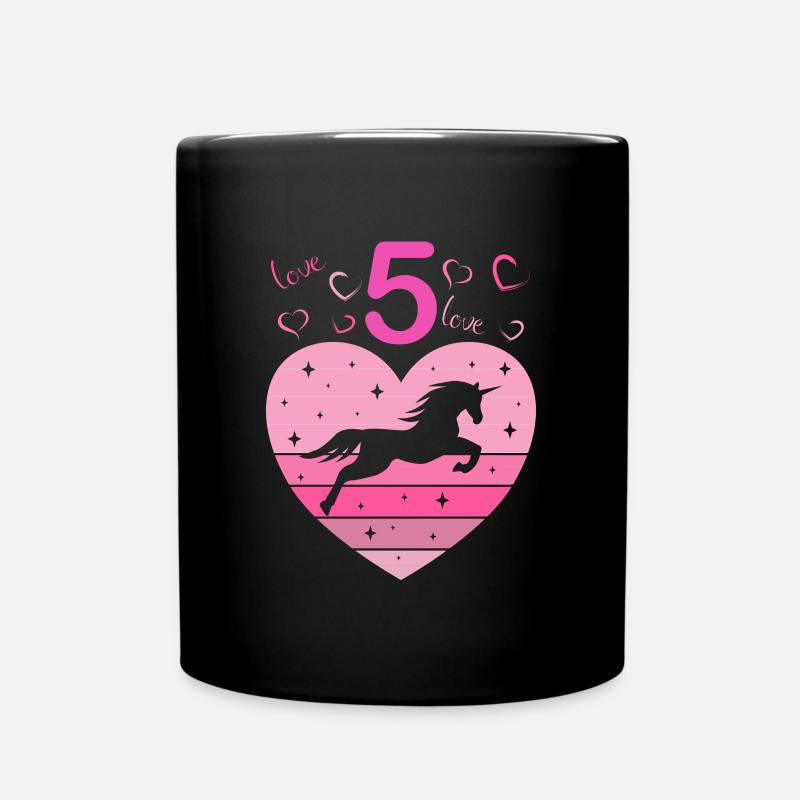 5. Geburtstag Mädchen fünf 5 Jahre Pferd Unicorn - Tasse einfarbig - Schwarz