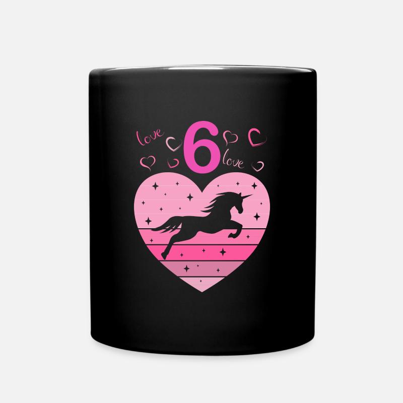 6. Geburtstag Mädchen sechs 6 Jahre Pferd Unicorn - Tasse einfarbig - Schwarz