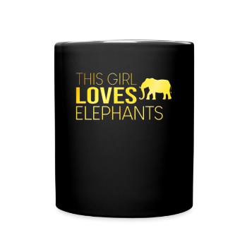 Cette fille aime les éléphants - Mug uni - noir - Devant