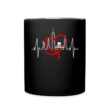 New York Skyline Heartbeat Heart USA Gift NY - Full Colour Mug - black - Front