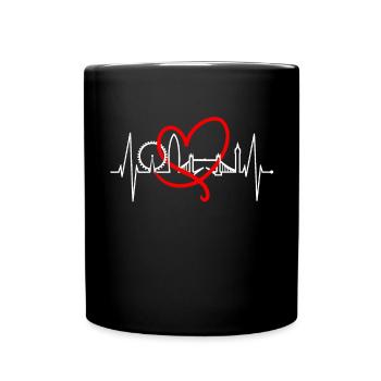 London Heartbeat Skyline England Heart Union Jack - Full Colour Mug - black - Front