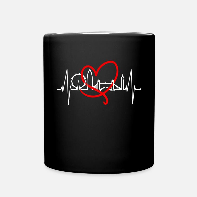 Londres Heartbeat Skyline Angleterre Heart Union Jack - Mug uni - noir
