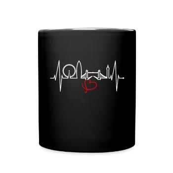 London Heartbeat Skyline England Heart Union Jack - Full Colour Mug - black - Front