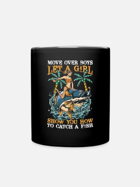 Lustig Angeln Hecht Karpfen Frau Angler Geschenk - Tasse einfarbig - Schwarz