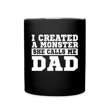 Drôle de tenue papa j’ai un monstre - Mug uni - noir - Devant