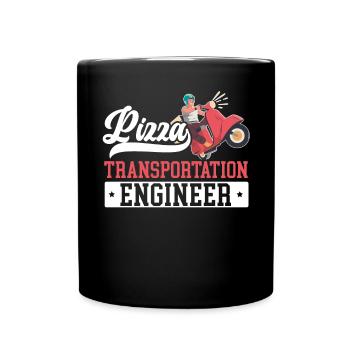 Pizza Transportation Engineer Food Delivery Guy - Full Colour Mug - black - Front