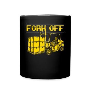 Gabelstaplerbediener Job Lagerarbeiter - Tasse einfarbig - Schwarz - Vorne