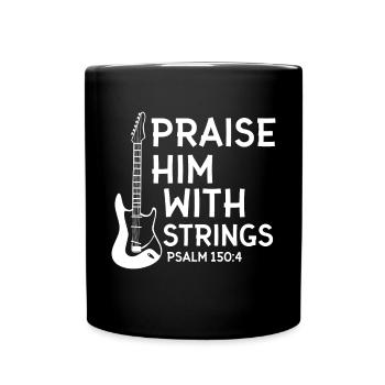Praise him with faiten funny bass guitarist - Full Colour Mug - black - Front