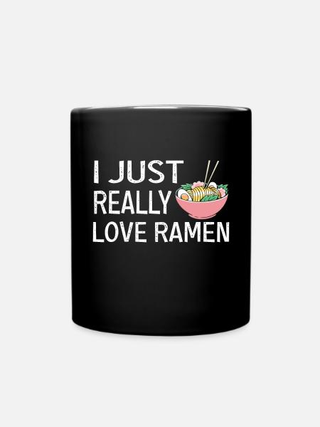 J’aime les ramen, la cuisine japonaise, l’anime kawaii - Mug uni - noir