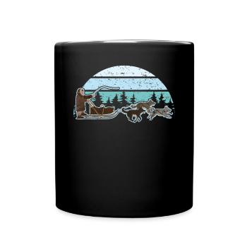 Mush Mushing Schlitten Hund Schlitten Musher Huskie - Tasse einfarbig - Schwarz - Vorne