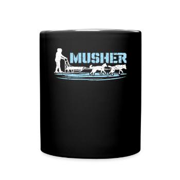 Mush Mushing Schlitten Hund Schlitten Musher Huskie - Tasse einfarbig - Schwarz - Vorne