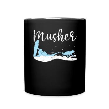 Mush Mushing Schlitten Hund Schlitten Musher Huskie - Tasse einfarbig - Schwarz - Vorne