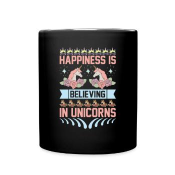 Le bonheur, c’est croire en la licorne licorne - Mug uni - noir - Devant