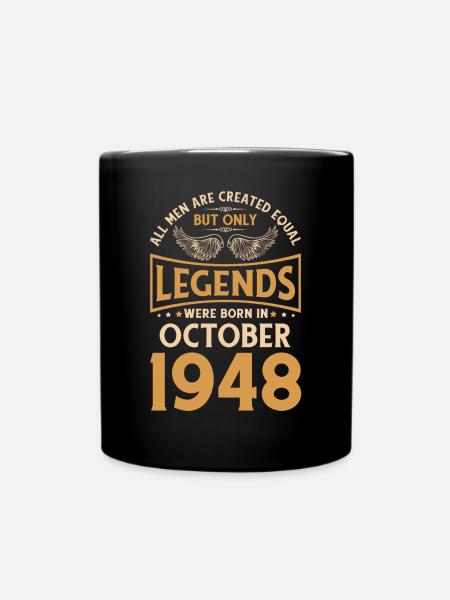 Birthday legends were born in October 1948 - Full Colour Mug - black