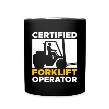 Certified Forklift Operator Shirt Gabelstapler - Full Colour Mug - black - Front
