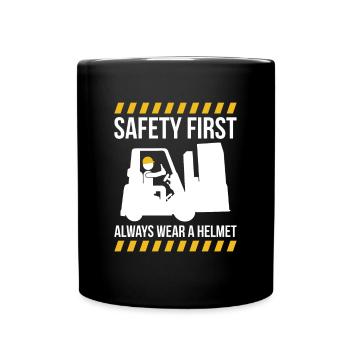 Safety First Shirt Forklift - Tasse einfarbig - Schwarz - Vorne
