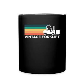 Vintage Retro Forklift Gabelstapler Shirt - Tasse einfarbig - Schwarz - Vorne