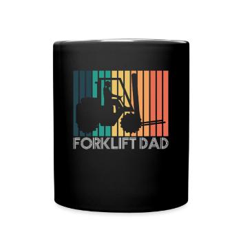 Vintage Retro Forklift Dad Vater Papa - Tasse einfarbig - Schwarz - Vorne