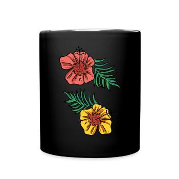 Tropical flowers - Full Colour Mug - black - Front