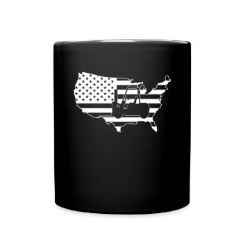 USA Flag America Flag Forklift - Full Colour Mug - black - Front
