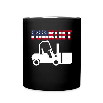 USA Flag America Flag Forklift - Full Colour Mug - black - Front
