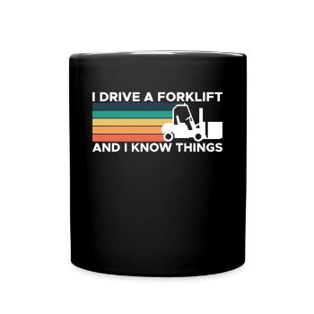 Vintage Retro Forklift Gabelstapler Shirt - Tasse einfarbig - Schwarz - Vorne