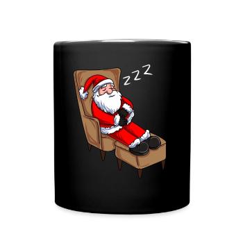 Weihnachtsmann schlafend - Tasse einfarbig - Schwarz - Vorne