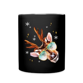 Rentier Weihnachten Xmas Christmas - Tasse einfarbig - Schwarz - Vorne