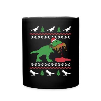 Pull de Noël moche T Rex Humour Noël - Mug uni - noir - Devant