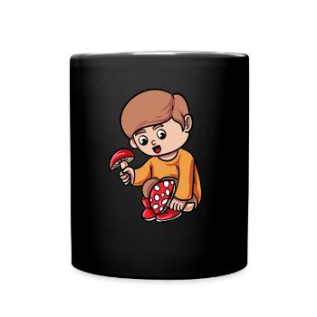 Cartoon Pilz - Tasse einfarbig - Schwarz - Vorne
