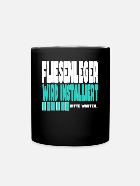 Fliesenleger wird installiert - Tasse einfarbig - Schwarz