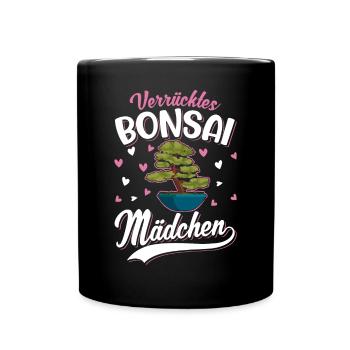 Verrücktes Bonsai Mädchen Bonsaibaum - Tasse einfarbig - Schwarz - Vorne